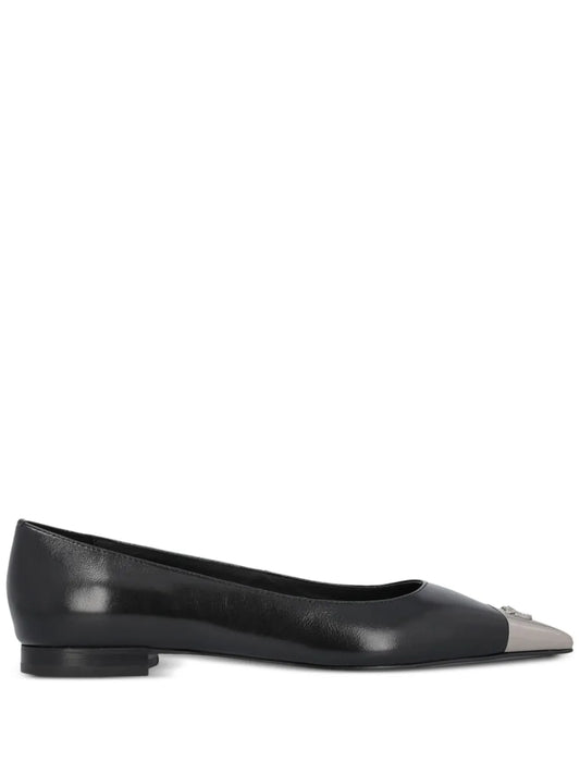 PINKO toe-embellished leather ballerina shoes