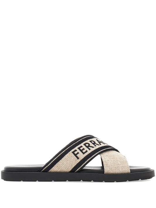 Ferragamo crossover-strap cotton sandals