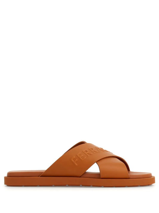 Ferragamo leather sandal with crossover straps