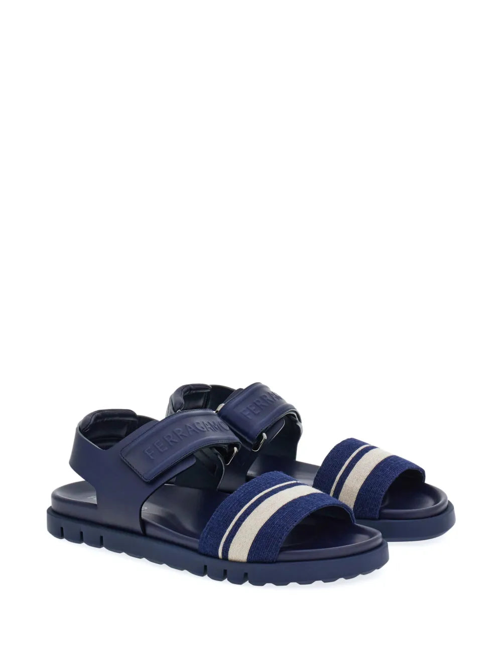 Ferragamo striped logo-embossed sandals