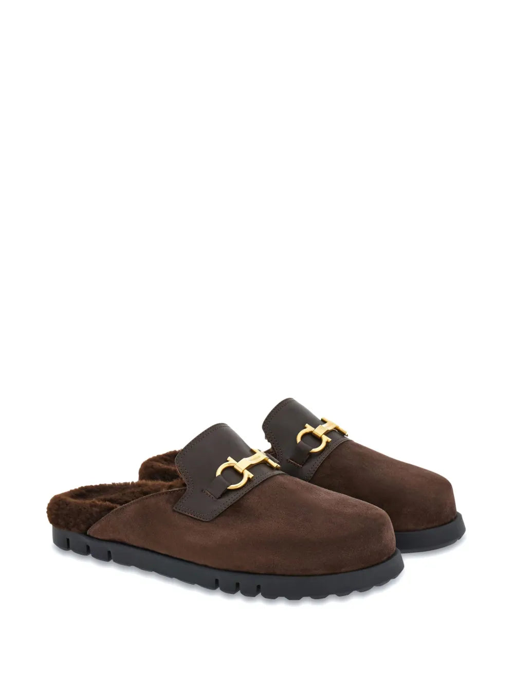 Ferragamo Gancini wool and leather mules