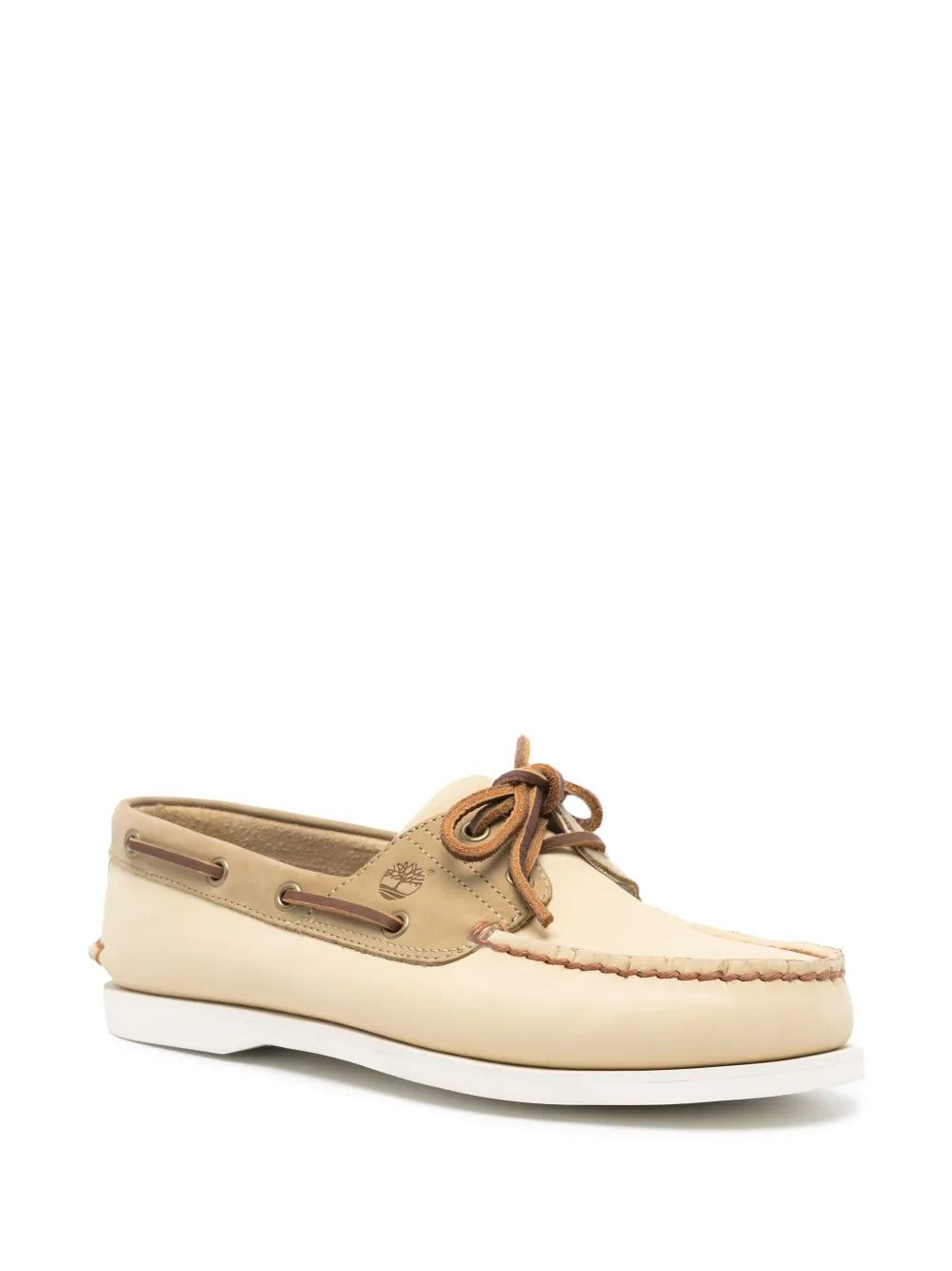 Timberland logo-debossed leather boat shoes