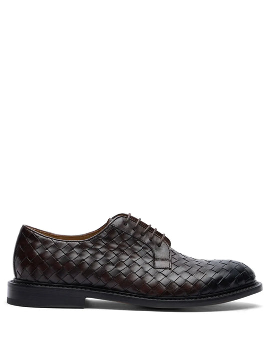 Scarosso woven leather derby shoes