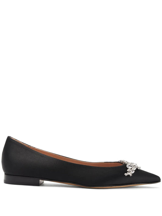 Scarosso Iris crystal-embellished satin ballerinas