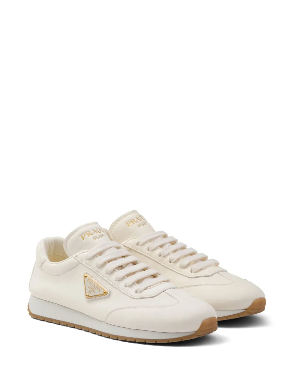 Prada triangle-logo leather sneakers