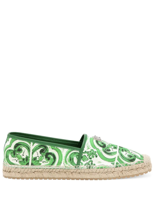 Dolce & Gabbana Majolica-print logo-plaque espadrilles 