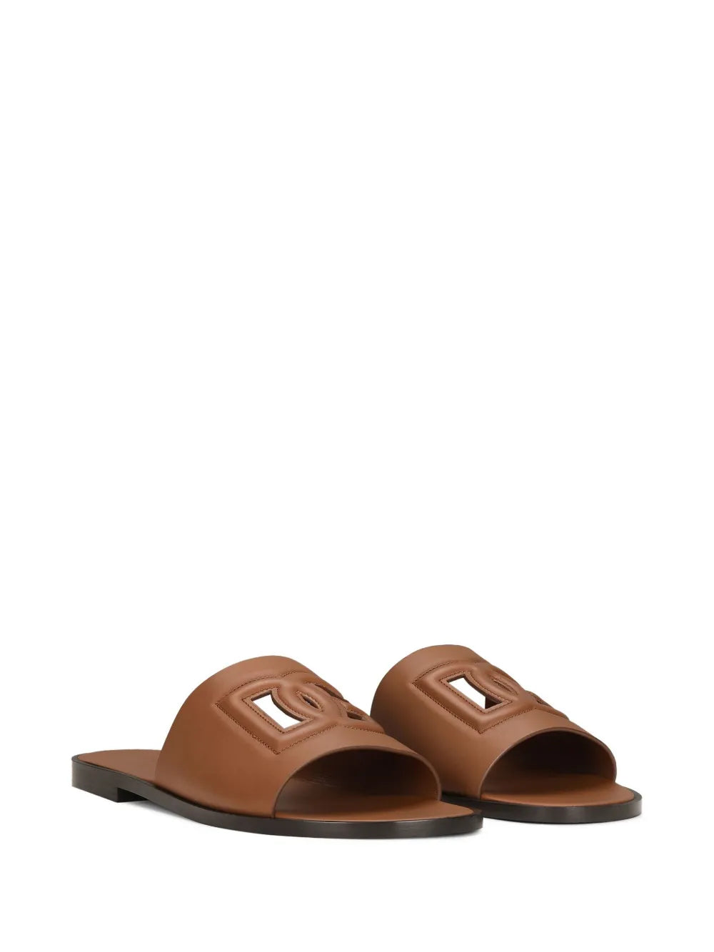 Dolce & Gabbana embossed-logo leather slides