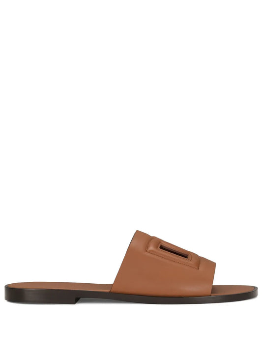Dolce & Gabbana embossed-logo leather slides