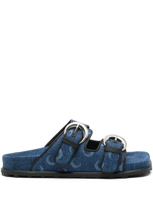 Marine Serre Moonogram-pattern denim sandals
