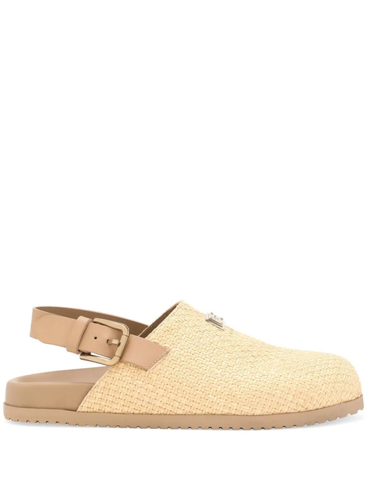 Dolce & Gabbana logo-plaque raffia mules