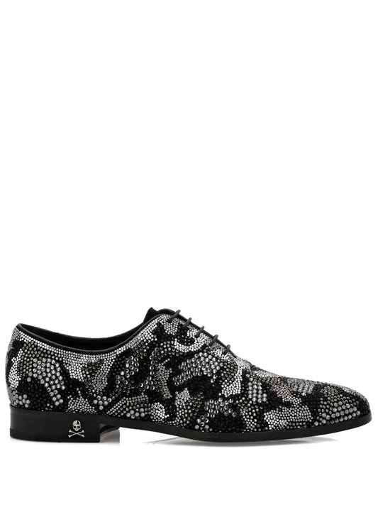 Philipp Plein crystal-embellished leather Oxford shoes