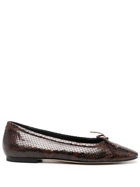 Aeyde Delfina snakeskin-effect ballerina shoes