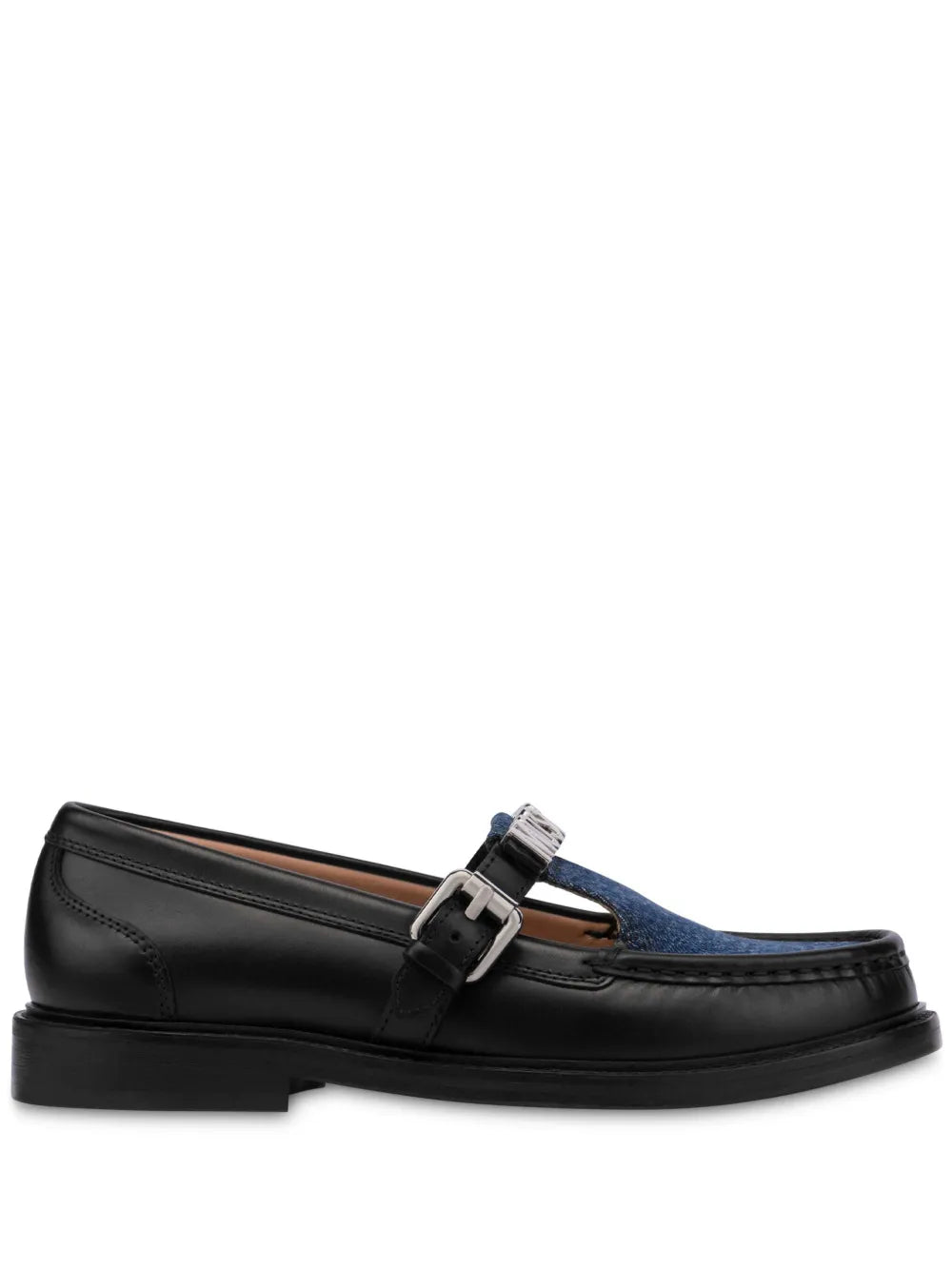 Moschino appliqué-logo leather loafers
