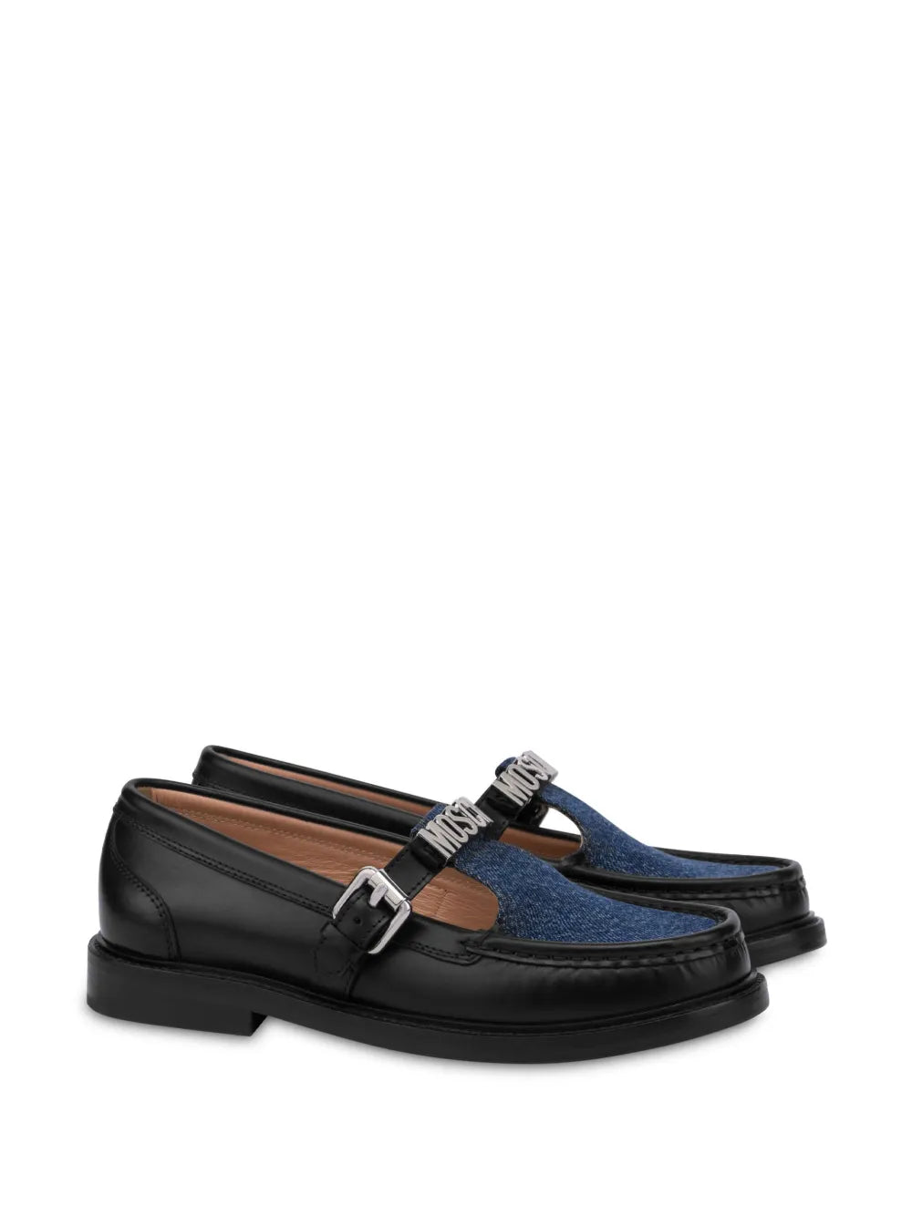 Moschino appliqué-logo leather loafers