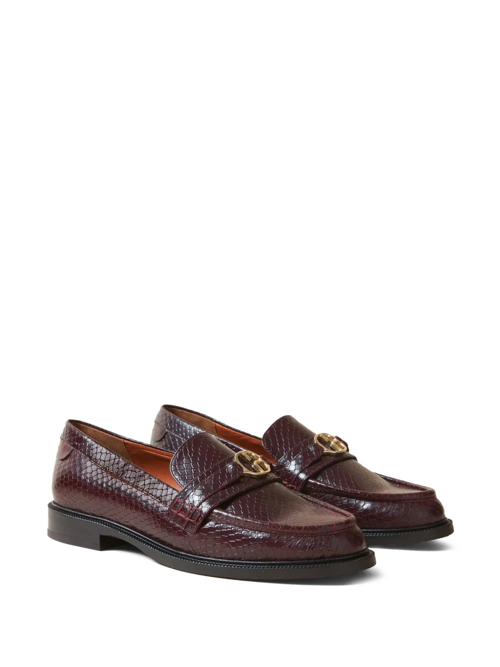Claudie Pierlot CP-buckle snakeskin-effect loafers