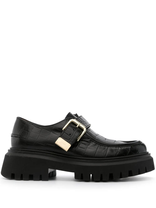 Maje crocodile-embossed leather loafers