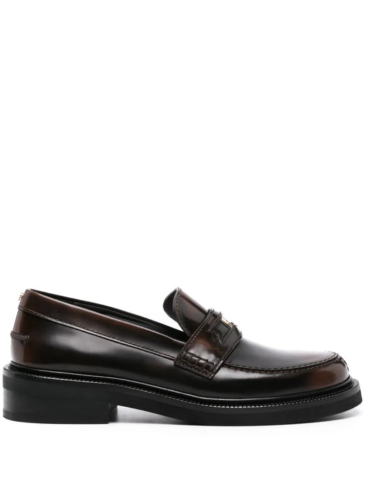Maje Clover-detail leather loafers