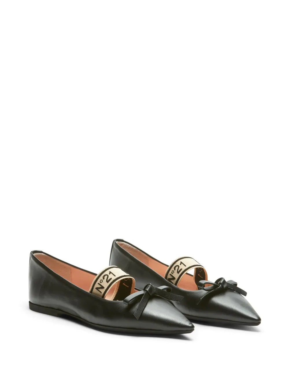 Nº21 bow leather ballerina shoes