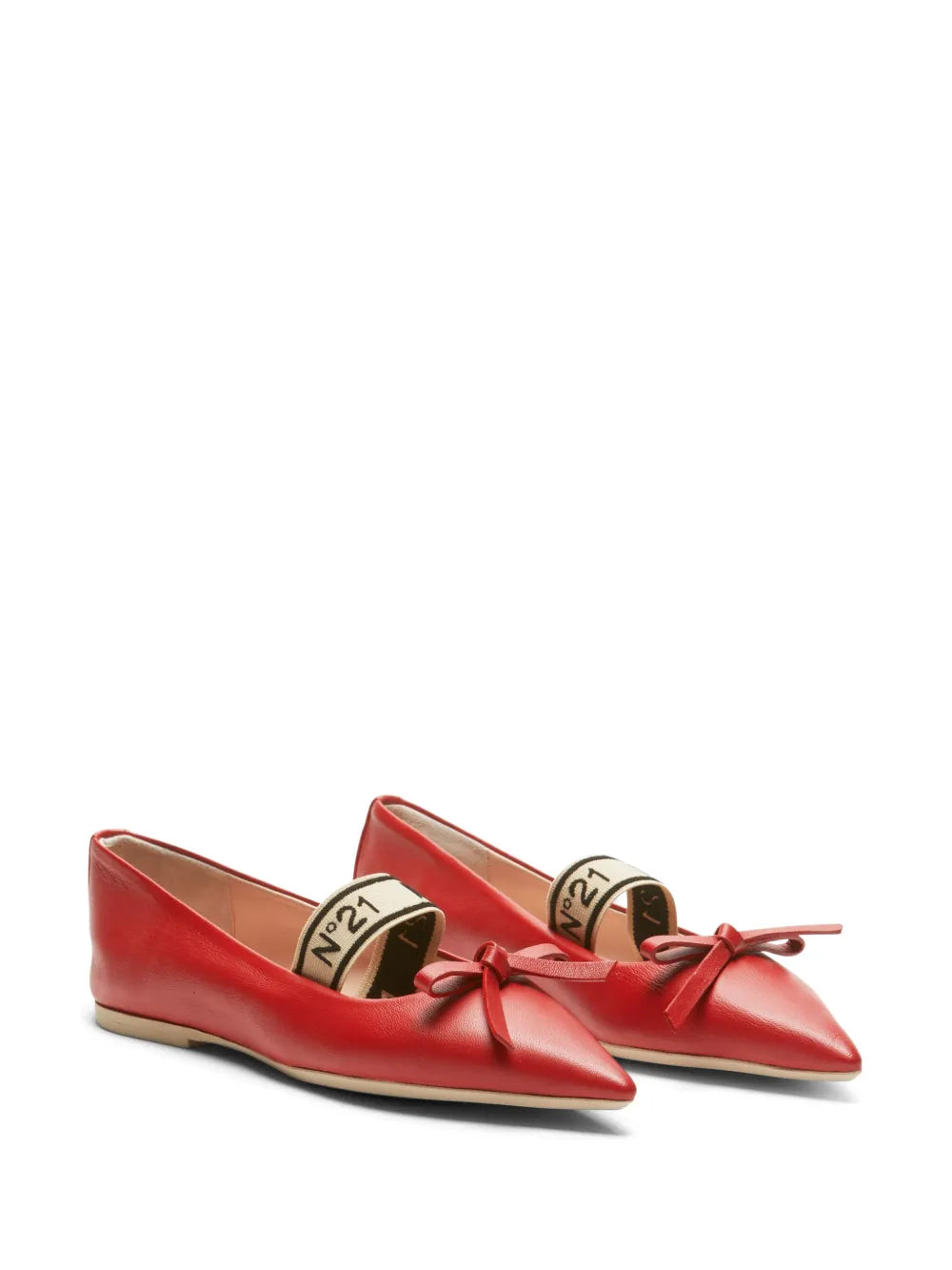 Nº21 bow leather ballerina shoes