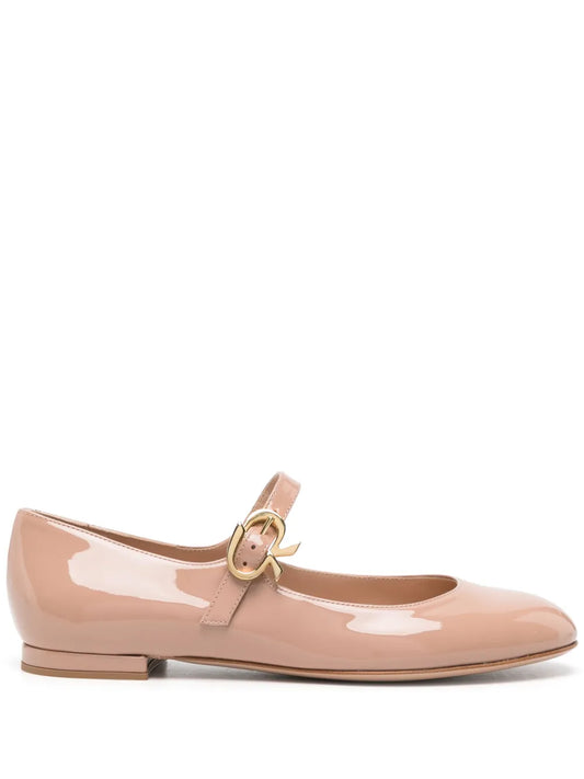 Gianvito Rossi Mary Ribbon 05 leather ballerina shoes
