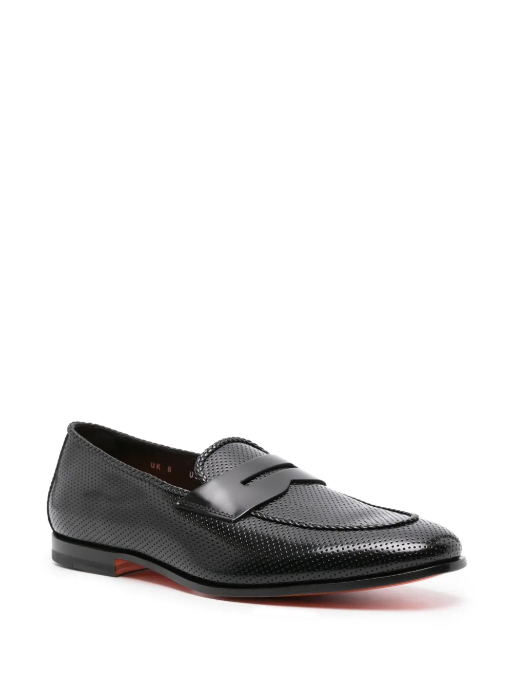 Santoni perforated leather penny loafers
