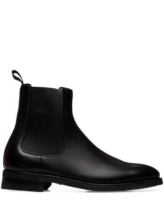 Bally Scribe Un Bootie in Black Deer Leather wide foot morphology