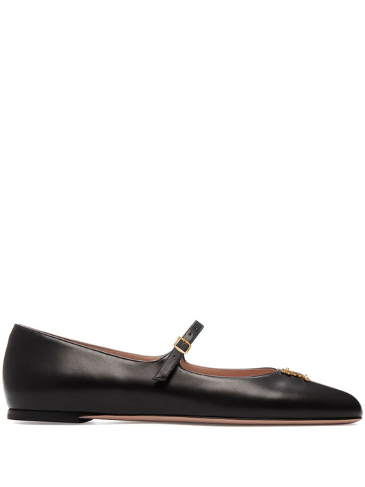 Bally heart-plaque ballerina shoes