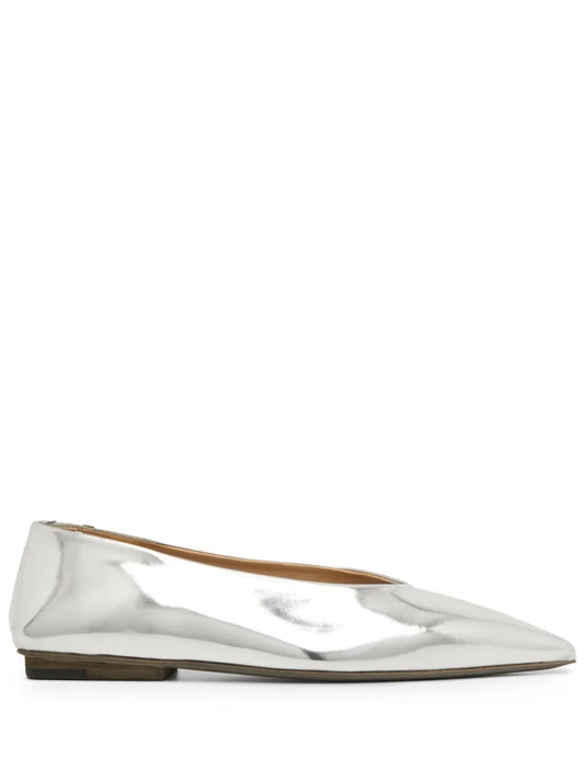 Marsèll patent leather silver ballerina shoes