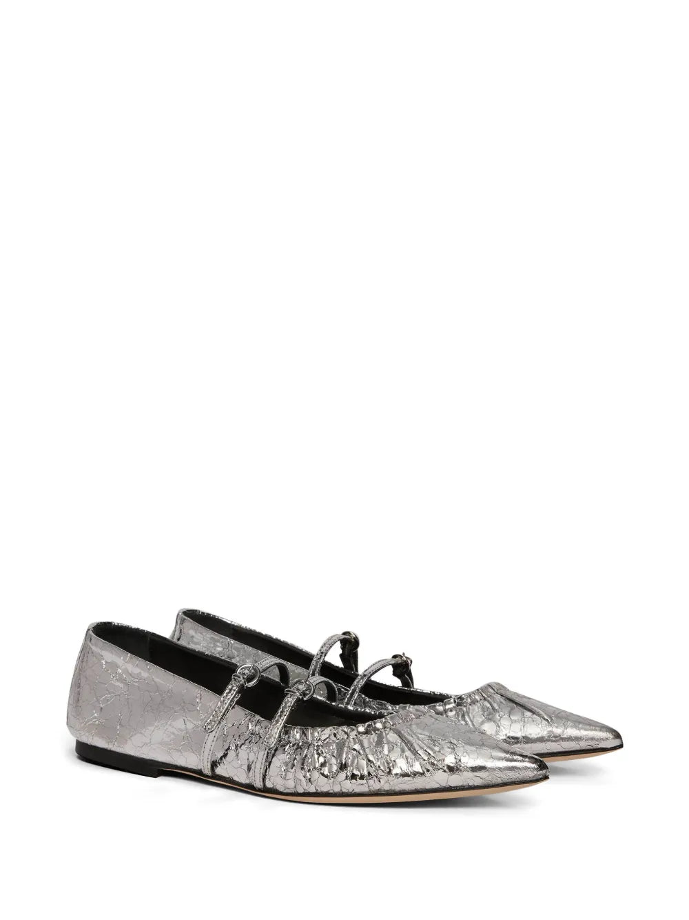 MSGM metallic-finish ballerina shoes 