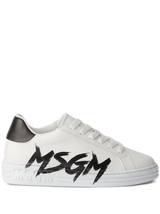 MSGM logo-print leather sneakers 