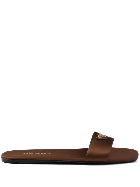Prada triangle-logo satin slides