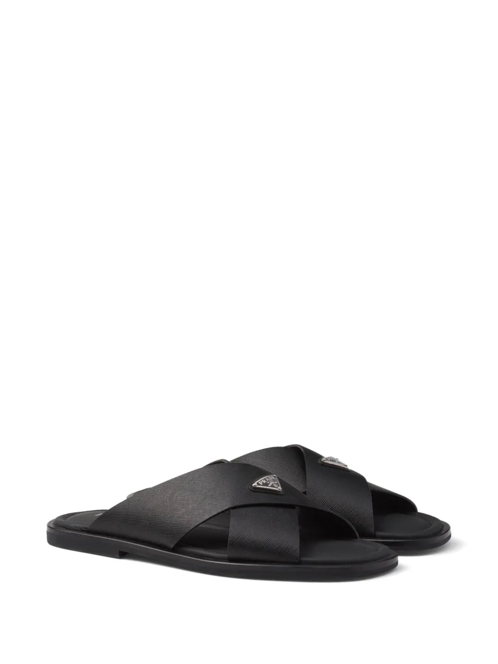 Prada Crisscross logo-triangle leather sandals