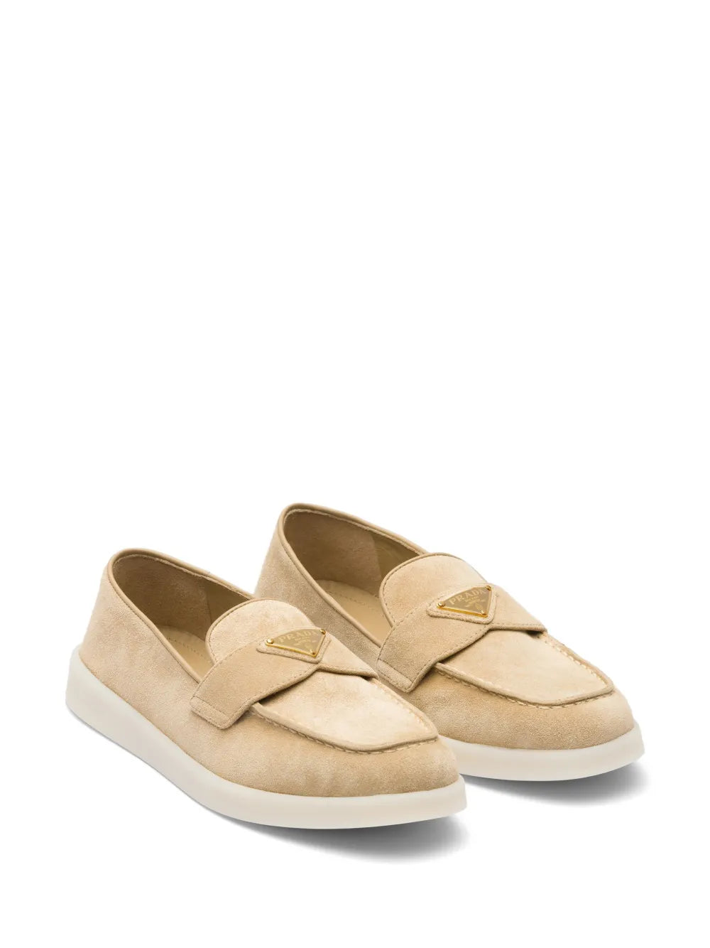 Prada triangle-logo suede loafers