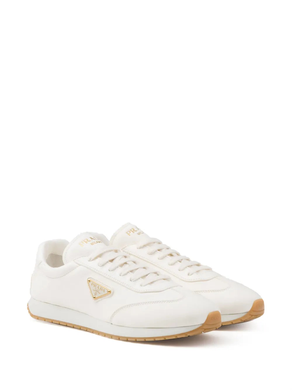 Prada triangle-logo leather sneakers