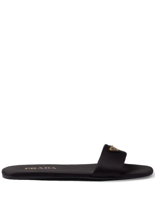 Prada triangle-logo satin slides