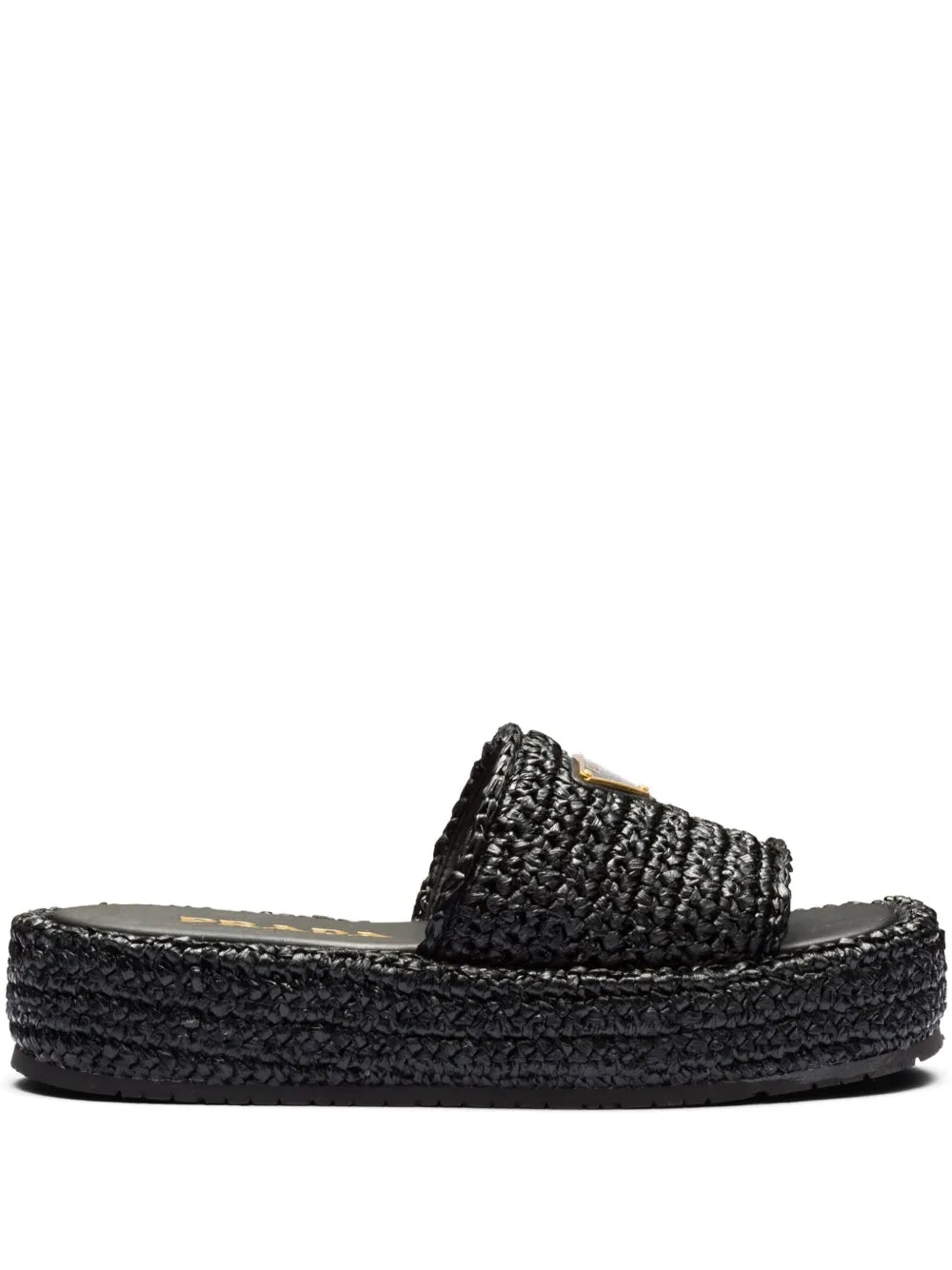Prada logo-plaque woven-raffia sandals