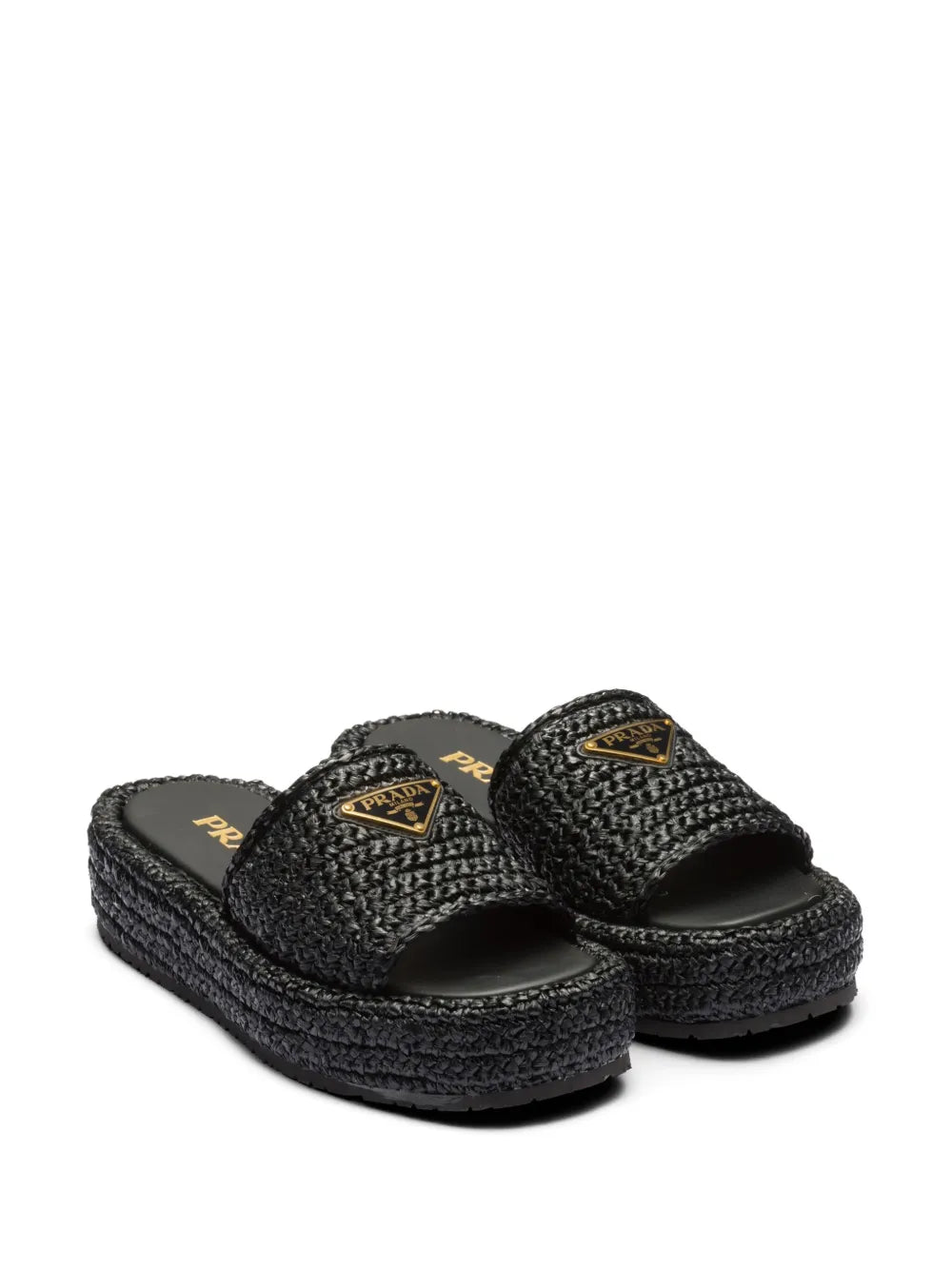Prada logo-plaque woven-raffia sandals
