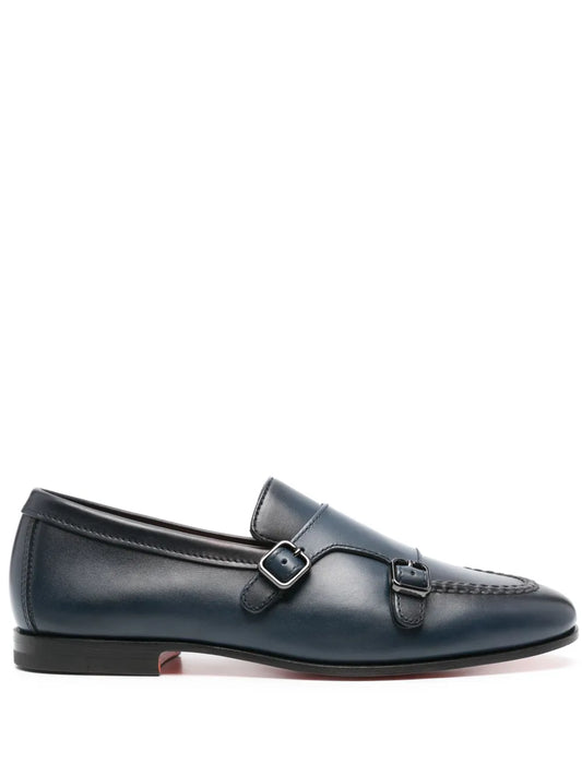 Santoni double-buckle leather Monk shoes 