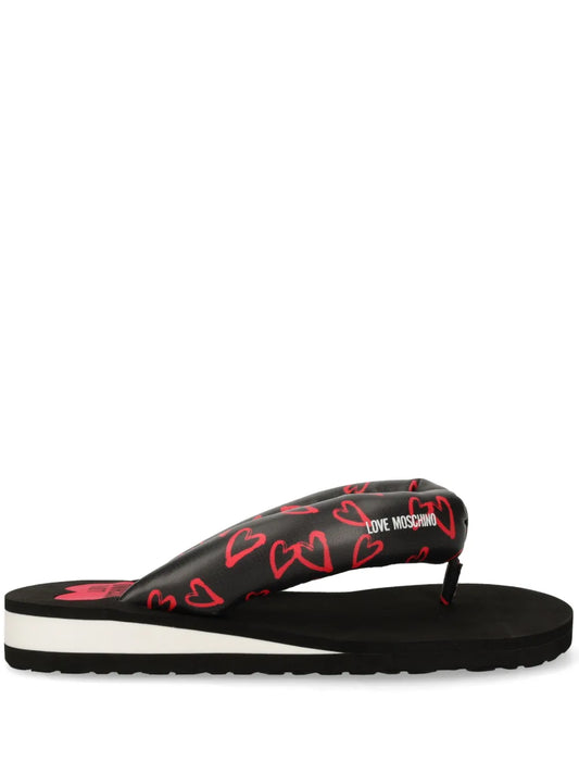 Love Moschino heart-print flip flops