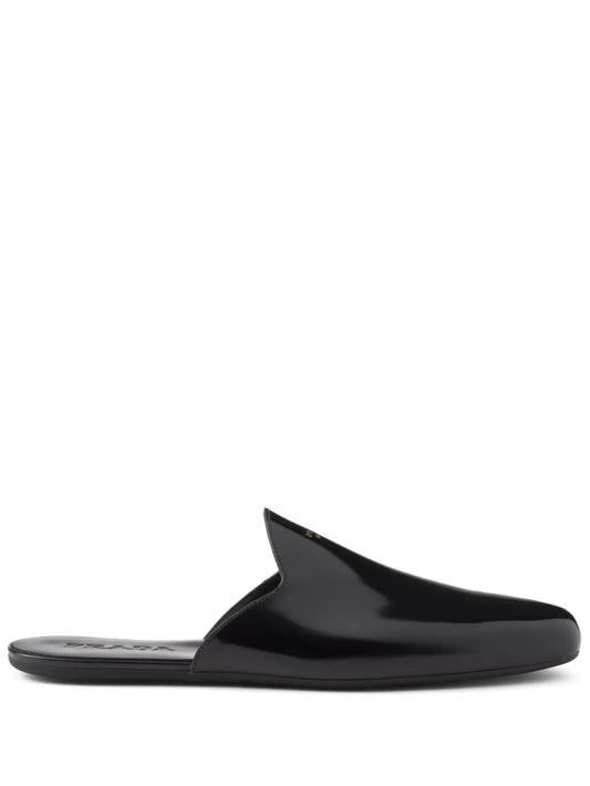 Prada logo-embossed brushed leather slippers