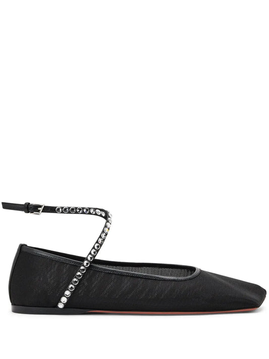 Amina Muaddi Ane crystal-embellished mesh ballerina shoes