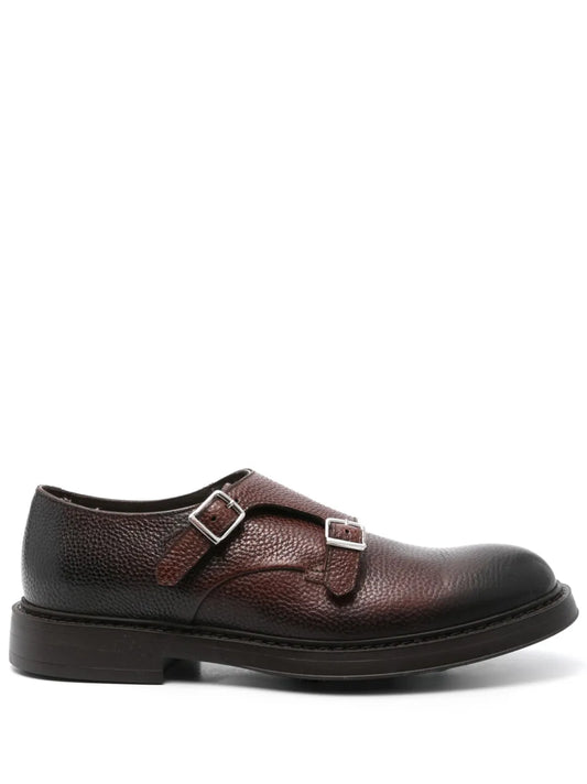 Doucal's double-buckle leather monk shoes