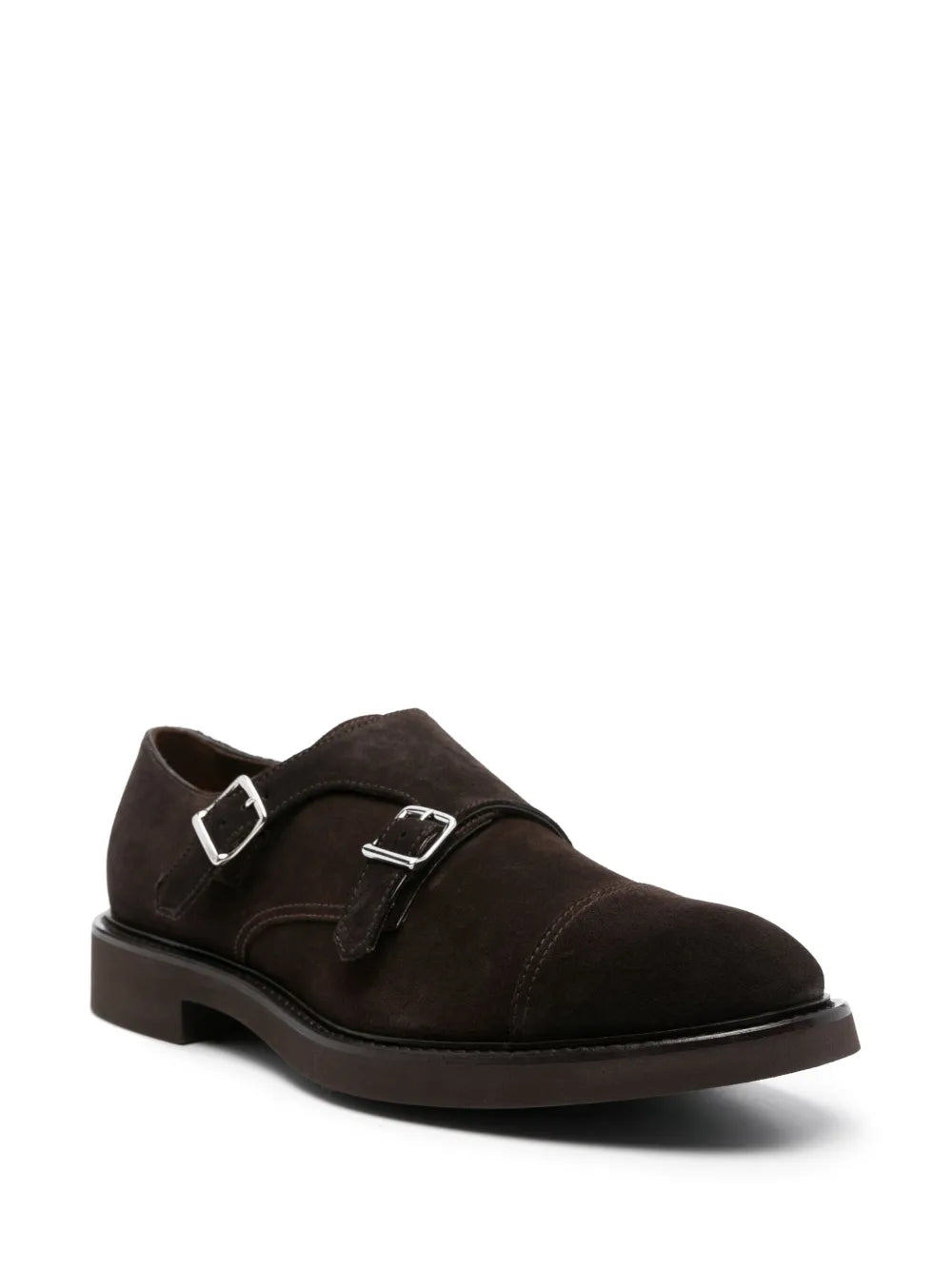 Doucal's double-buckle suede monk shoes