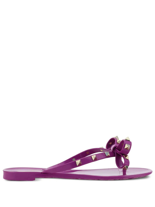 Valentino Garavani Rockstud bow-embellished flip-flops