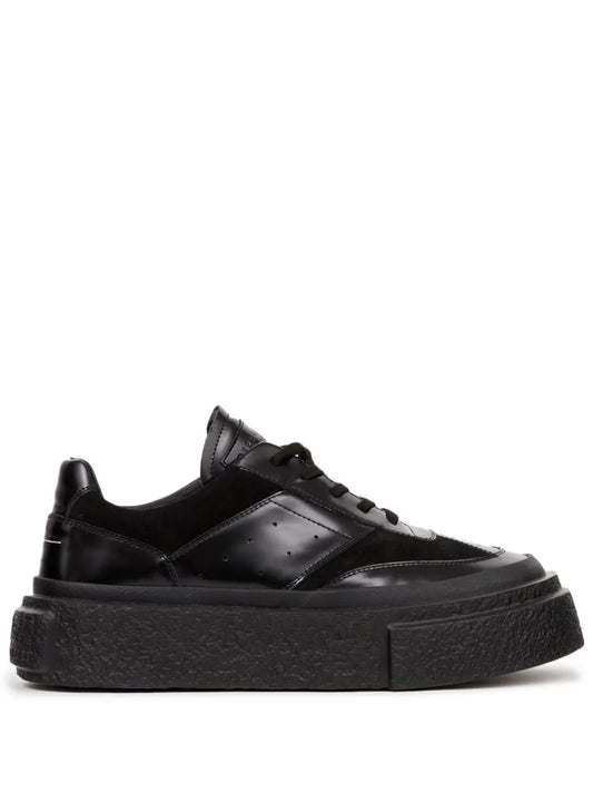 MM6 Maison Margiela panelled patent leather sneakers