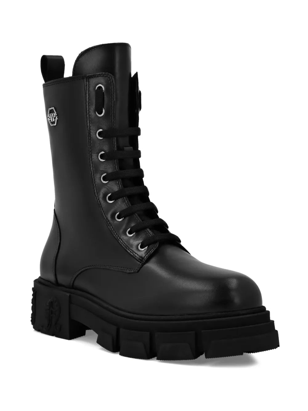Philipp Plein Hexagon-logo leather boots
