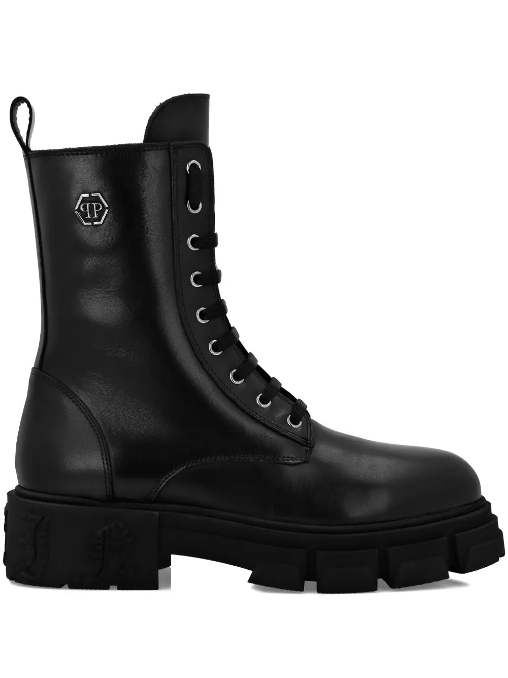 Philipp Plein Hexagon-logo leather boots
