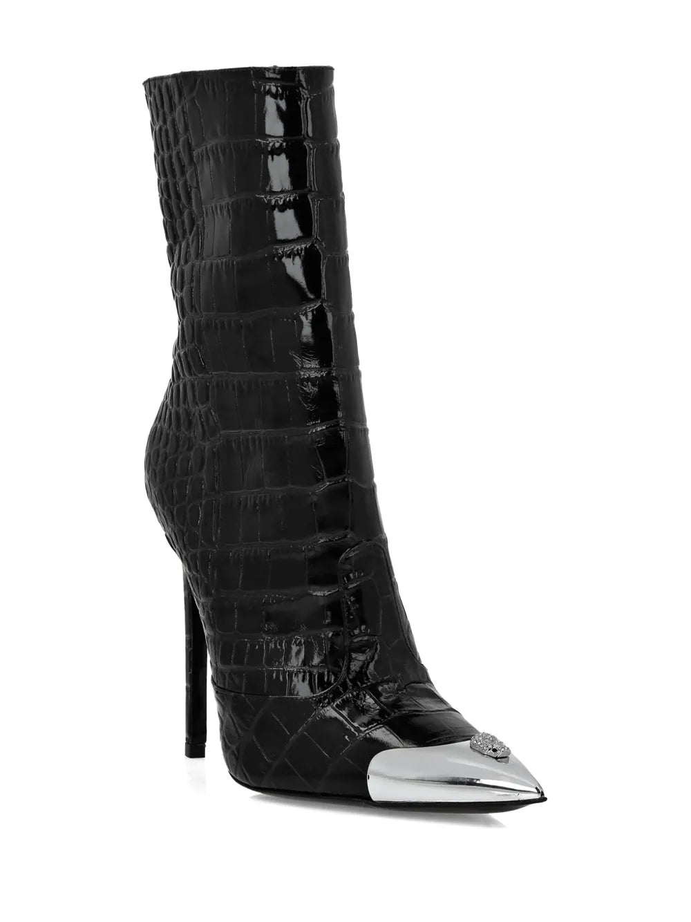 Philipp Plein 120mm skull-appliqué croco boots