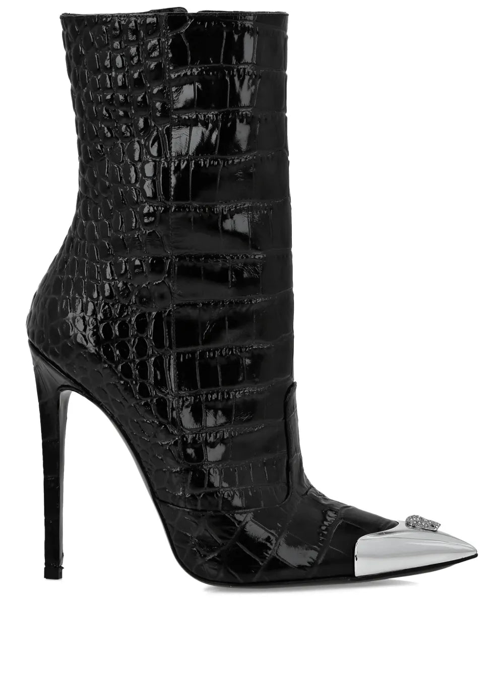 Philipp Plein 120mm skull-appliqué croco boots