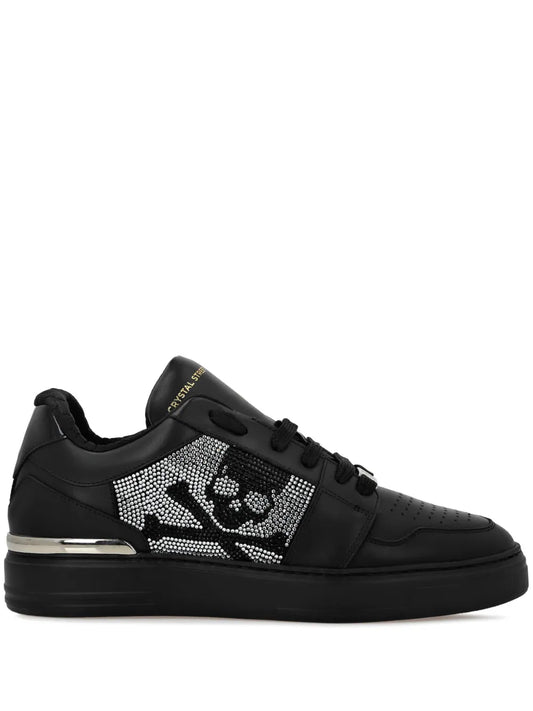 Philipp Plein Crystal Lo-Top Leather Sneakers